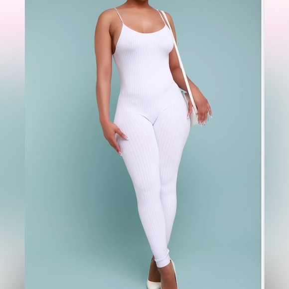Blue Ribbed seamless Jumpsuit - Picture 1 of 4